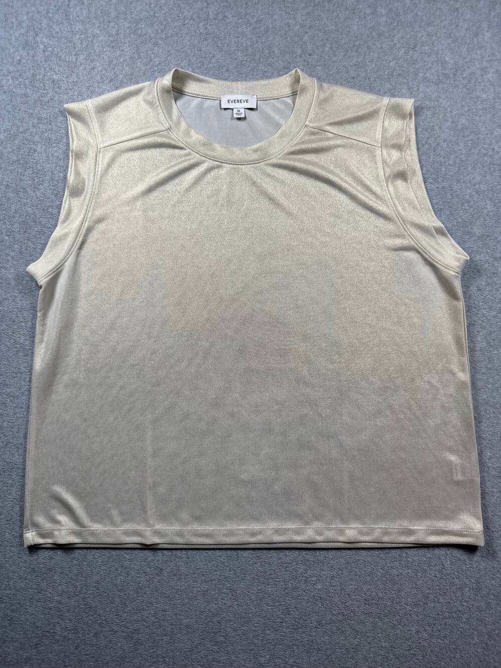 EVEREVE Tank Top Blouse Women's Size XL Silver Sleeveless Crew Neck Pullover